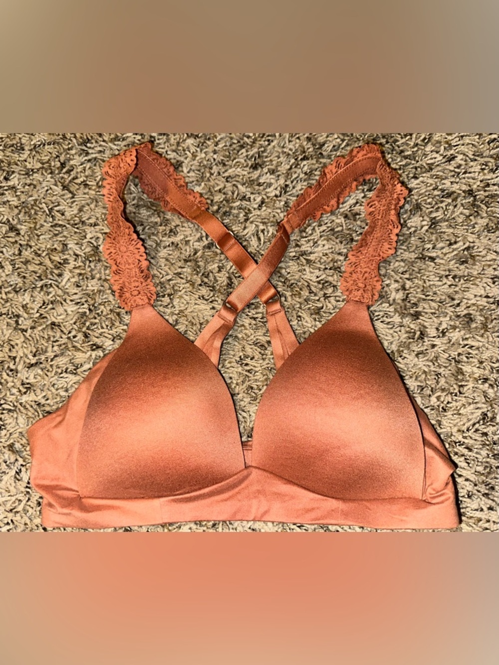 aerie Lace-Strap T-Shirt Bra in Rust Orange